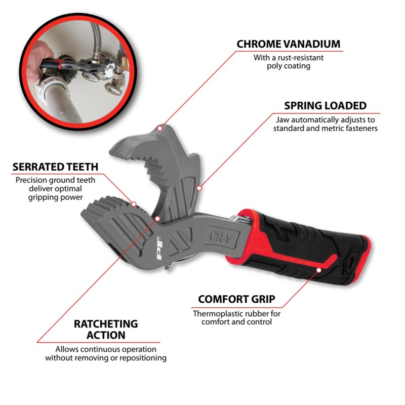 Performance Tool W30798 12 In. Universal Wrench, Drop-Forged Chrome Vanadium,
