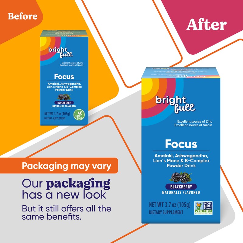 BRIGHTFULL Focus Sugar Free Dietary Supplement Drink Mix with Ashwagandha,