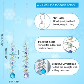 PATIKIL Suncatchers for Windows Hanging, 2 Pcs Sun Catchers Indoor Window Outdoor Hanging Decor Crystal Garden Decor Wedding Birthday Party for Women, Purple/Blue