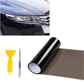 12” X 48” Light Black Tint Vinyl Wrap Film Roll for Car Headlight, Taillight, Fog Lights with Squeegee + Cutter（Light Black）