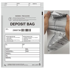 Plastic Deposit Bags 100-Pack Opaque 9.5''x 15'', Opaque Security Bank Deposits Bags,Cash register bags,Money bag for Cash,Bank Pocket,Tamper-Evident Bags,Unique Barcode