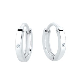Elli DIAMONDS Earrings Women Creoles Basic with Diamond (0.01 ct.) in 925 Sterling Silver