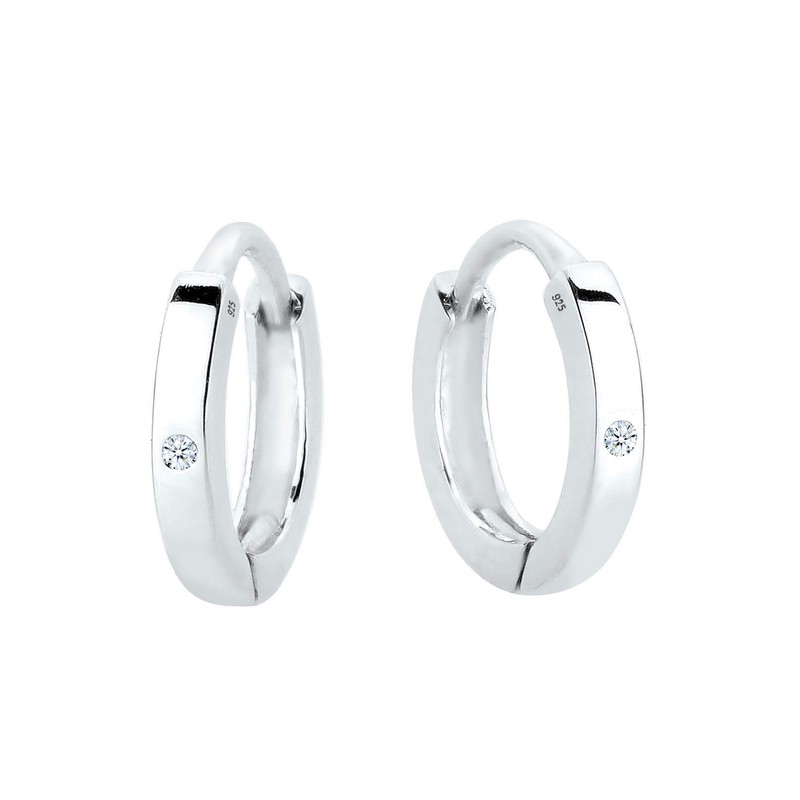 Elli DIAMONDS Earrings Women Creoles Basic with Diamond (0.01 ct.)