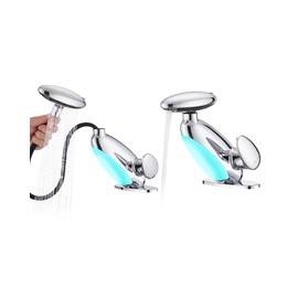 KaiwayInno Pull Out LED Bathroom Faucet, Single Handle Waterfall Bathroom Sink Faucet, 3 Colors Light Changing Stainless Steel Vanity Faucets, 360° Rotating LED Faucets 1 Hole, 1 Pack, Chrome