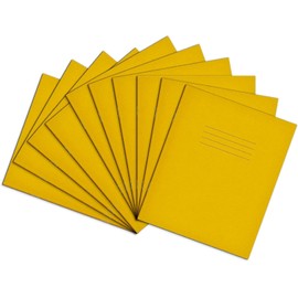 Rhino 8 x 6.5 Exercise Books, 32 Page / 15mm Lined with Blank Alternate Pages Notebook, 10 Pack, Writing Book, Office & School Stationery Supplies, Yellow