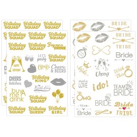 GNHG 4 Stück Tattoo Gold Junggesellinnenabschied Team Bride Tattoos Temporäre Klebetattoos Braut Team Bride für Hochzeit Bachelor Hen PartyJungesellinenabschied Braut