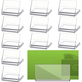 Chunful 12 Pcs Mini Acrylic Sign Holder 1.4 x 1.4 Inch Slant Back Table Number Holders Clear L Shape Price Name Label Display Stands for Party Office Store Retail Shop Store Wedding Display