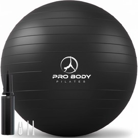 ProBody Pilates Exercise Ball - Multiple Sizes Gym Grade Balance Ball for Fitness, Workout, Pregnancy & Physical Therapy, Stability Yoga Ball Chair (Black, 55 cm)