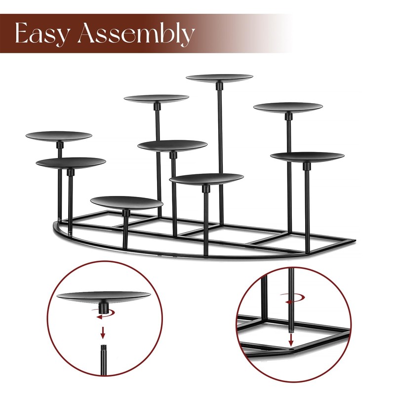 Candeldo Candelabra Fireplace Candle Holder: Metal Pillar Candle Holders Medium