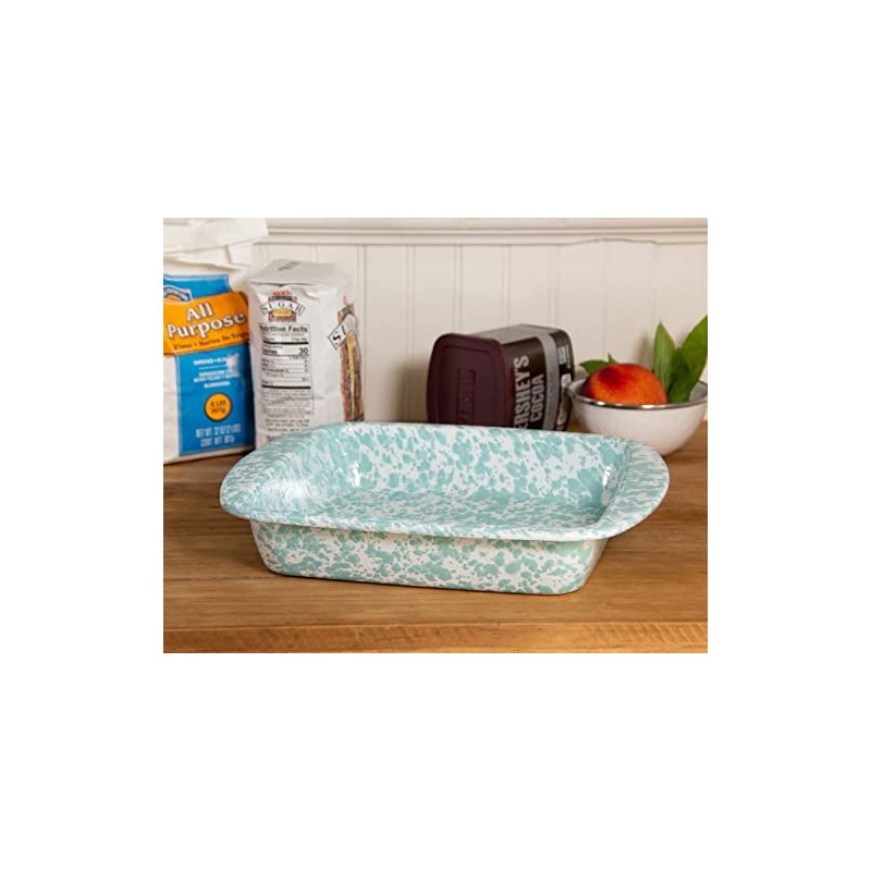 Golden Rabbit Enamelware - 9" square Brownie Pan (Sea Glass