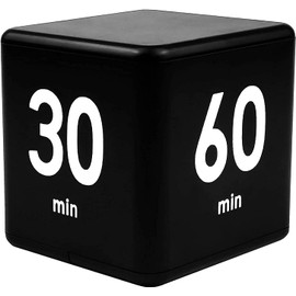 Generic Black Cube Timer, Kitchen Gravity Sensor Flip Digital Timer for Time Management and Countdown Settings,15-20-30-60 Minutes Work Timer for Kids Focus Study