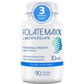 FolateMaxx L-Methylfolate 10 mg 90 Capsules Active Folate Non-GMO Methyl Folate, 5-MTHF