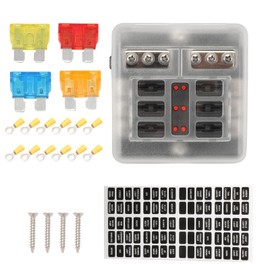 ZEALfix 6 Compartment Car Fuse Holder Fuse Box for Motorhome Boat Caravan Caravan Trailer Fuses Power Distributor 12 V - 32 V