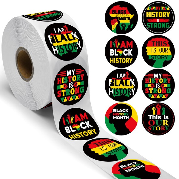 Harloon 1000 Pcs Black History Month Stickers Bulk, Roll Stickers