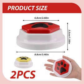 Eddrfy Dog Buttons for Communication and Training, 2 Pack Recordable Pet Command Buzzers 30 Second Recording for Speech Training and Interaction with Dogs and Cats