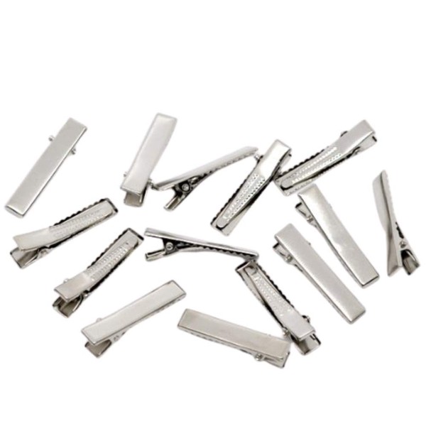 PEPPERLONELY Brand 50PC Silver Tone Single Prong Alligator Hair Clips 35x7mm (1-3/8x1/4 Inch)