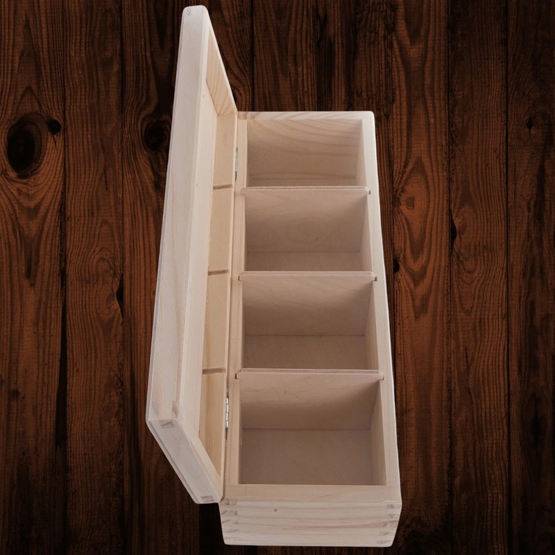 WooDeeDoo Tea Box with Wooden Compartment, Wood, 4 Compartments