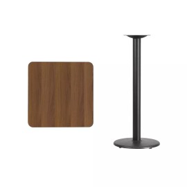 Belnick 24" Square Walnut Laminate Table Top With Base - Bar Height Restaurant Table