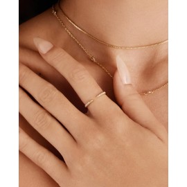 PAVOI 18K Yellow Gold Plated Open Eternity Ring | Cubic Zirconia Stacking Bands for Women | Dainty Stackable Rings for Women | Size 7