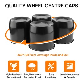 GTOWNWORKS 5.15 inch Trailer Center Caps Push Through Wheel Center Caps for Truck Trailer RV Wheels Rims Steel Black Hub Covers, 4PCS, Silver, Height 5 in