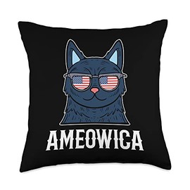 Ameowica Cat Mom Cat Lovers Cat Girlfriend Funny Cat Throw Pillow