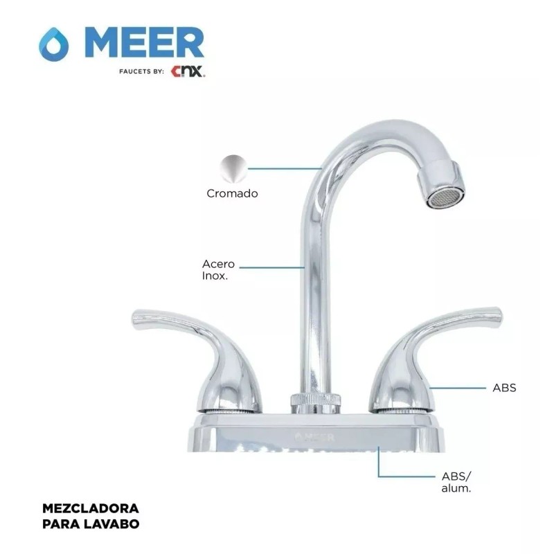 CNX Mezcladora Para Lavabo De 1/4 De Vuelta Acero Inox