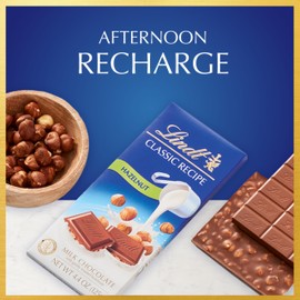 Lindt CLASSIC RECIPE Hazelnut Milk Chocolate Bar, Milk Chocolate Candy, 4.4 oz. (12 Pack)