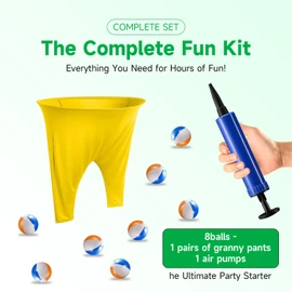 Granny Pants Yard Game for Adults and Kids 8+ - Fun Outdoor toss and Throw Game with a Target and 8 Balls, Perfect for barbecues, Gatherings, and Parties (1 Pair of Yellow Pants + 8 Balls + air Pump)