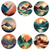 8 PCS Sunset Diamond Art Coasters Mountain Diamond Painting Coasters