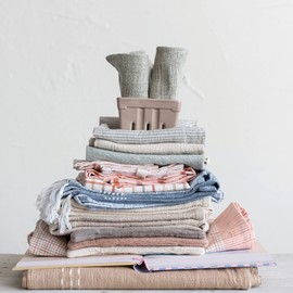 Creative Co-Op Farmhouse Square Linen and Cotton Cocktail, Set of 4, Sage Napkin, Green