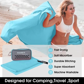 4monster Microfiber Travel Towel, Quick Dry Sport Towel, Super Absorbent, Compact, Lightweight,Soft, Suitable for Gym,Bath,Beach,Yoga,Camping,Golf,Hiking,Backpacking,Sports,Workout Lake-Green XS
