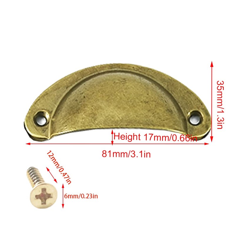 Ruidee 12 Picecs Shell Cup Handles Vintage Half Moon Drawer