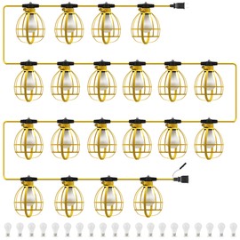 LEDIARY 200FT Construction String Lights, 20 Bulbs 200W 21000LM Work Lights with 20 Medium Base Sockets, Linkable Temporary Construction Lighting for Job Site Workshop Basement
