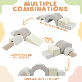 Merax Rainbow Soft Play Set, Soft Climbing Toys for Toddlers with Foldable Slide, Indoor Baby Soft Foam Blocks for Climbing and Crawling, 5-Piece