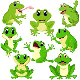48 Pieces Frog Cutouts Classroom Bulletin Board Decorations Back to School Decorations Cute Green Frog Cutouts for Names with Glue Points for Classroom Teacher Student School Birthday Party Decor