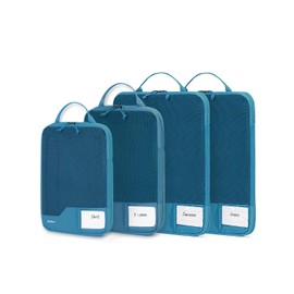 ECOHUB 4-Piece Compression Suitcase Organiser, Packing Cubes with Tag, Recycled Packing Cube Set for Backpack & Suitcase, Mesh Reinforcement Packing Bags for Suitcases, Travel Organiser, Patent