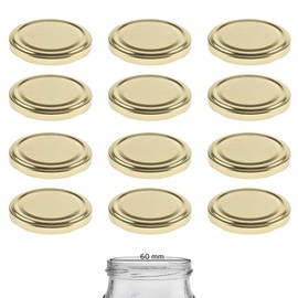 mikken 12 Lids TO 70/7.3 cm Pasteurisable for Jam Jars Twist-Off Replacement Lid Screw Lid for Jars Gold