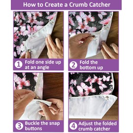 PIORISAN 3 Pack Adult Bibs for Women with Crumb Catcher,Waterproof and Reusable Clothing Protectors for Elderly (Butterfly Adult Bibs)