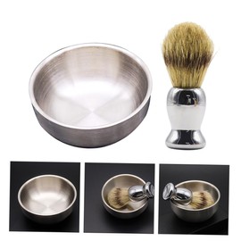 SAFIGLE 2Pcs Stainless Steel Wet Shaving Bowl with Gentle Bread Shaving Brush for Traditional Shaving Durable Barber Tools for Home Use Great Men