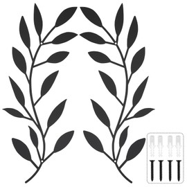 2PCS Metal Tree Leaf Wall Decor, Black Wall Art for Living Room, Wall Hanging Decoration Creative Wall Sculptures, Black Ornaments Metal Artwork for Indoor Outdoor Home Bedroom Kitchen Office