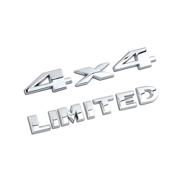 Pack of 2 3D Car 4x4 Limited Chrome Logo 4WD