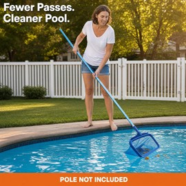 STARGOODS 20" Pool Skimmer Net - Heavy-Capacity Deep Bag Leaf Rake for Inground & Above Ground Pools - Fine Mesh Catches Leaves, Pet Hair & Debris - Pool-Safe Rounded Edges - Fits Standard Poles, Blue