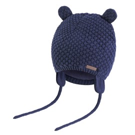 Baby Hat Winter Warm Knit Earflap Cap Beanie Cute Bear Todder for Spring Boys Girls 0-3 Years Navy