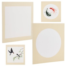 PandaHall Xuan Paper 20pcs Shikishi Board Pre-Mounted Chinese Calligraphy Supplies for Sumie Painting, Graffiti Wall Art Decoration - 10.6x9.8 inch