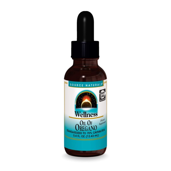 Source Naturals Wellness Oil of Oregano, Standardized to 70% Carvacrol, Non GMO - 0.4 Fluid oz - May Provide Support to The Immune System*