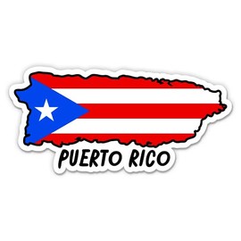 Squiddy Puerto Rico Map with Flag - Vinyl Sticker for Car, Laptop, Notebook - 5"