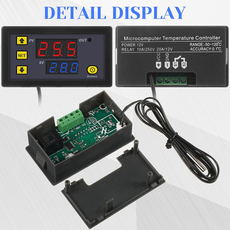 W3230 LCD Digital Thermostat DC 12V 20A Temperature Controller Meter