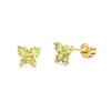 14k REAL Yellow Gold Butterfly Stud Earrings with Screw Back-