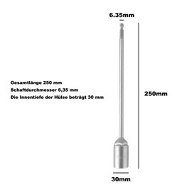 VZU Caravan Crank for Cordless Screwdriver, Extension with 19 mm Nut for Caravan Supports, Length 25 cm, Suitable for Motorhomes and Caravan Jack Stands