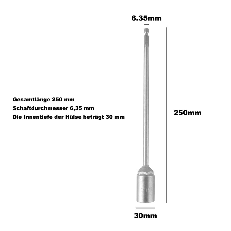 VZU Caravan Crank for Cordless Screwdriver, Extension with 19 mm